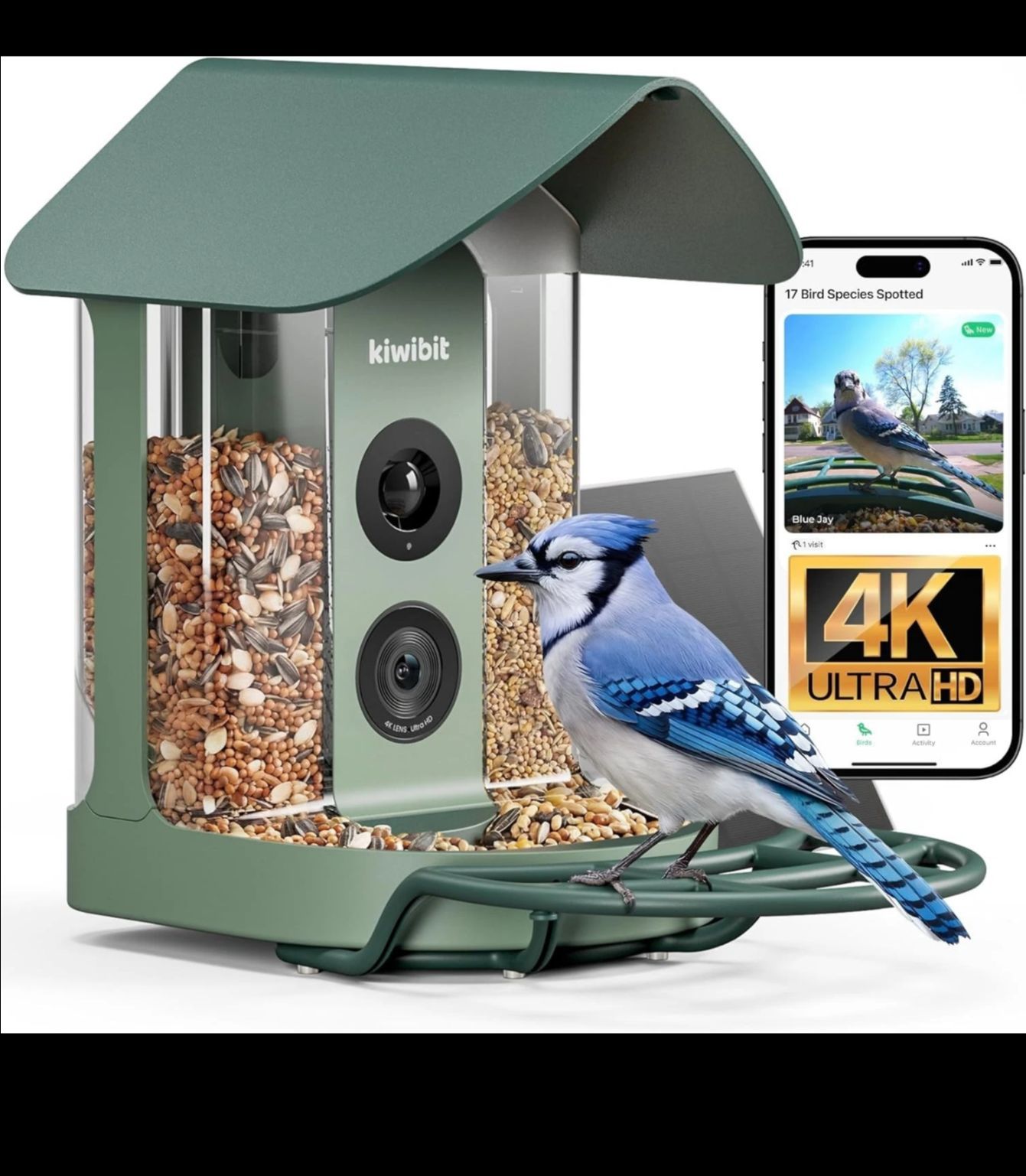 Beako kiwibit 4k smart bird feeder solar camera