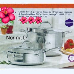 Set De Olla De 14 .6 QTs Y Sartén De 11” Tri-ply Nuevos En Sus Cajas 🌺 Princess House 🌺