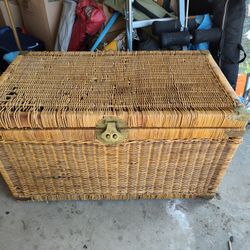 wicker and brass trunk