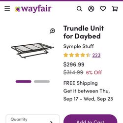 Pop up trundle bed frame 125.00