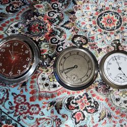 3 pocket watches  vantage USA And. USSR And Japan Working Great 