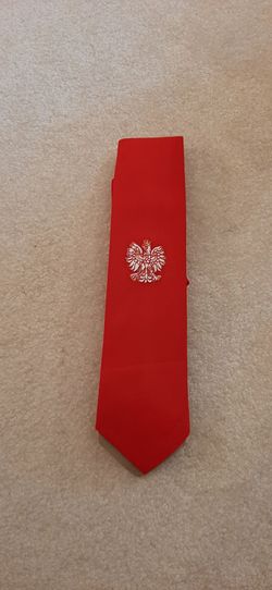 Red Neck tie With White Polish Eagle.