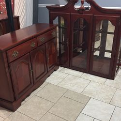Two Pieces Cherry China Cabinet Almost New