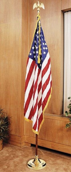 8’ US Flag Pole Set With Eagle Top And Tassels