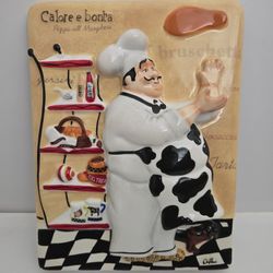 Dena Marie 3D Ceramic “Fat Chef” Wall Plaque – Retro Kitchen Decor