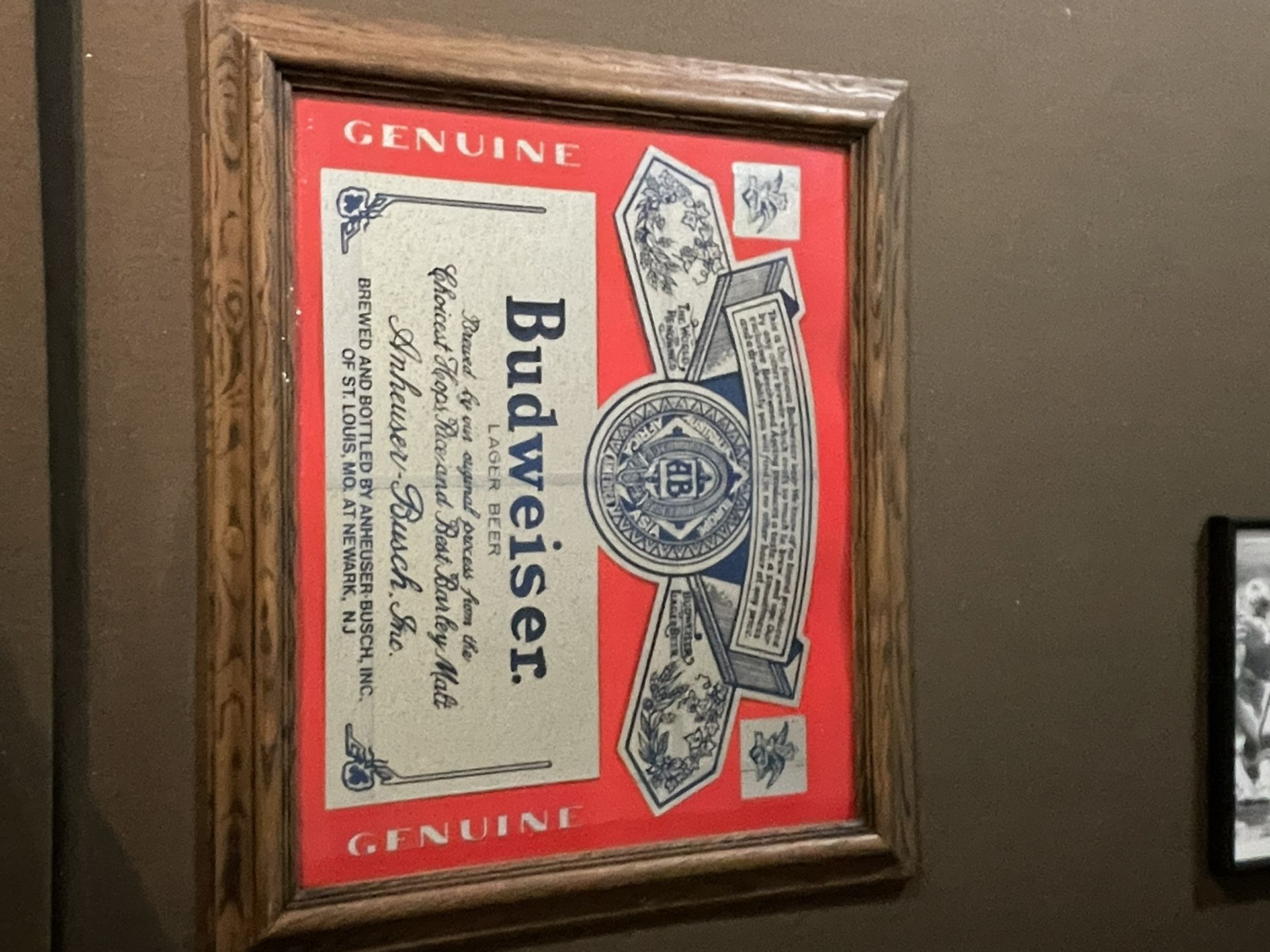 Vintage Budweiser Mirror Beer Sign