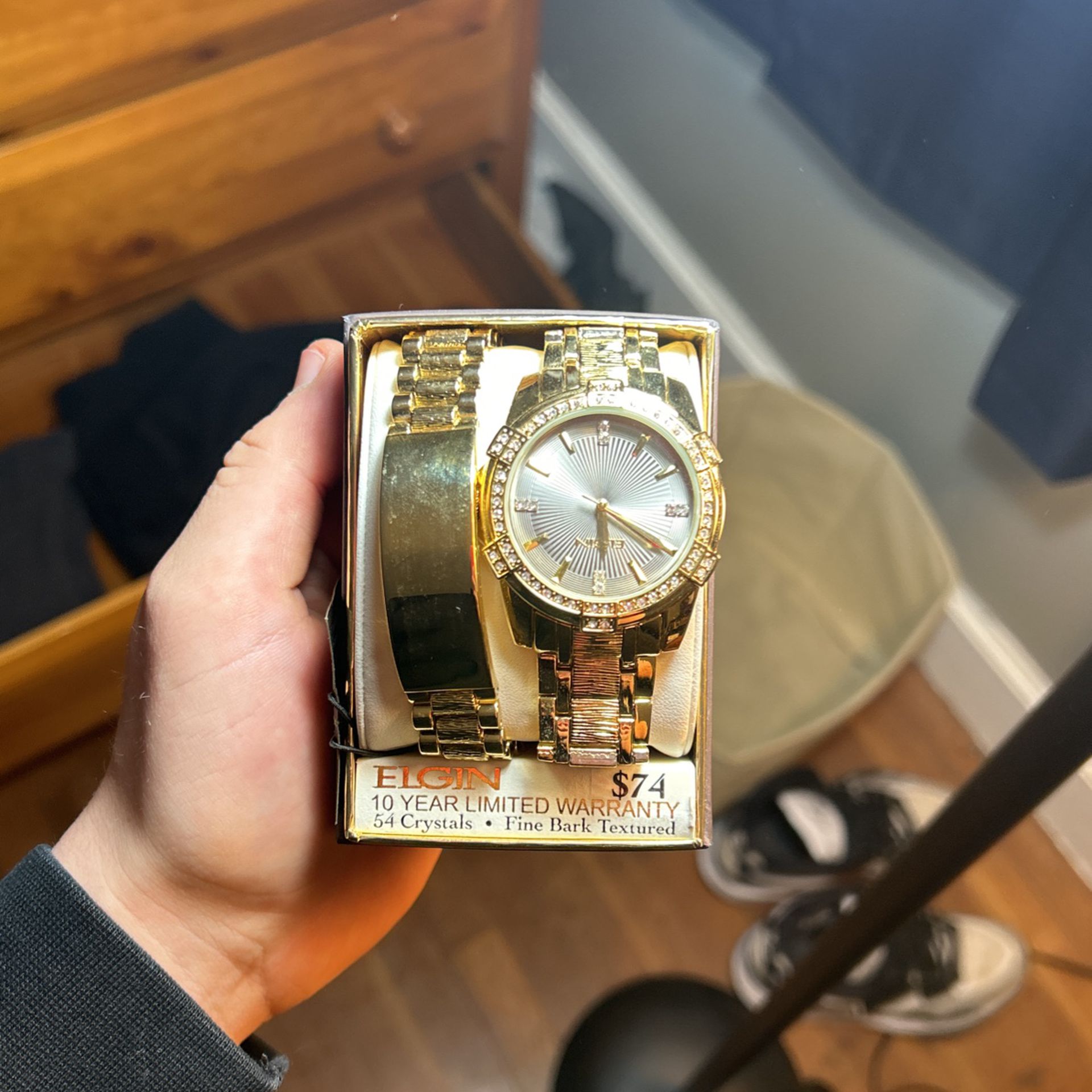 Men’s Gold Tone Watch and Matching Bracelet Set