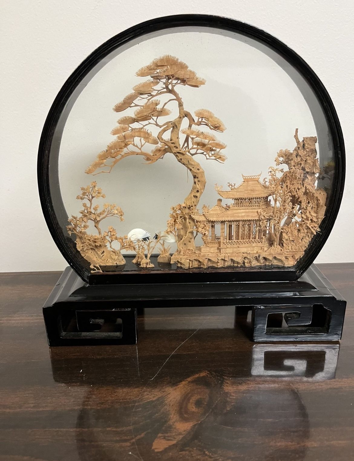 Vintage San You Chinese Carved Cork Diorama