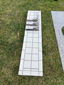 Big heavy duty outdoor shelf, handmade tile great for barbecue or bar patio