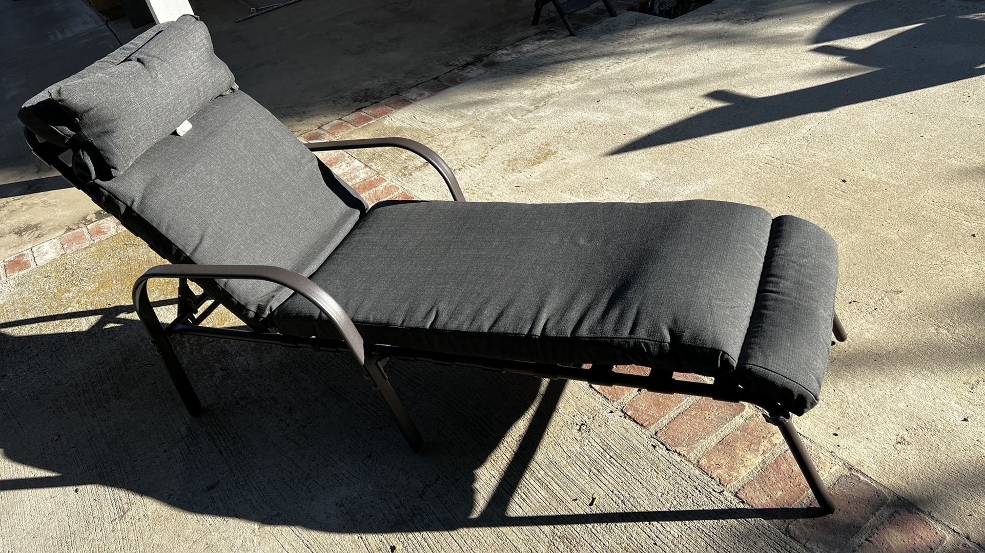 NEW - Outdoor Chaise Lounge with Cushion & Pillow