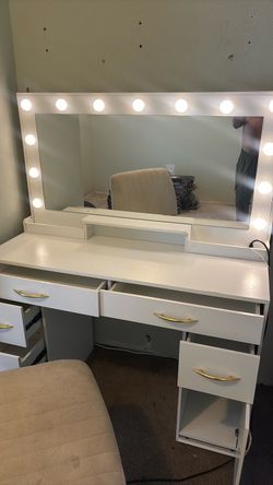 Vanity with makeup chair