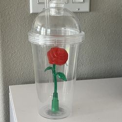 Disney Parks Store Beauty & The Beast Light Up Enchanted Rose Sipper Cup Tumbler