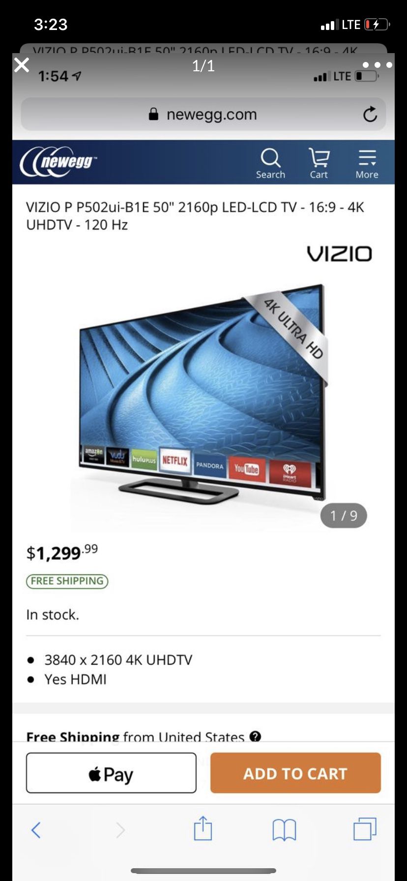 50 inch Vizio 4K smart TV