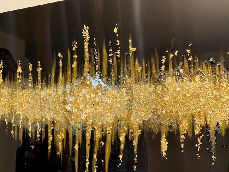 Gorgeous Cystals Gold Abstract Wall ART Decor (NEW)