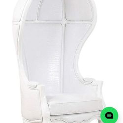 French Balloon Chair White Lacquer with White crocodile PU Leather Throne Chair