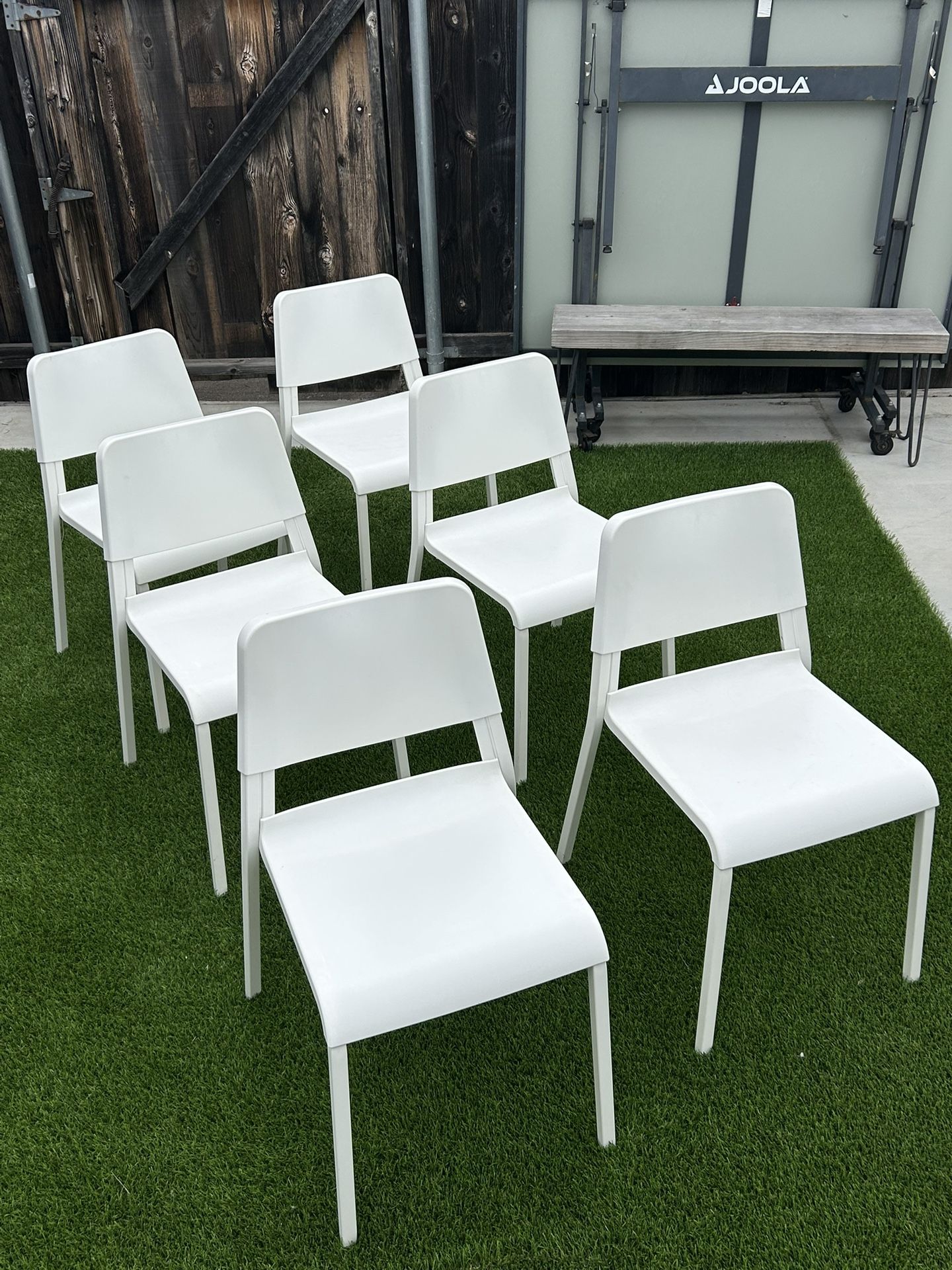 6 Ikea Stackable White Chairs
