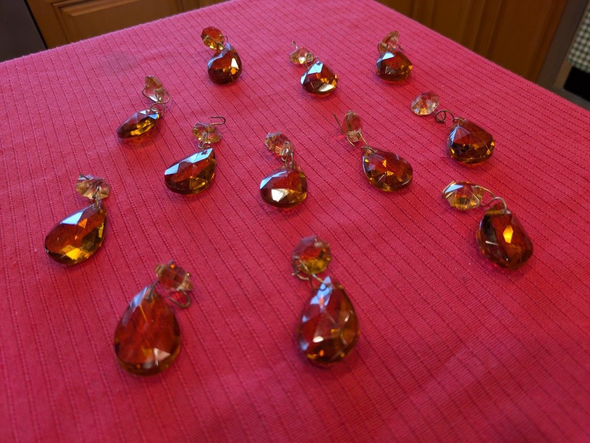 VTG LOT Assorted Crystal Prisms "Amber, Green, Clear" Rare Pieces
