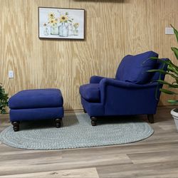 Royal Blue Chair and Ottoman