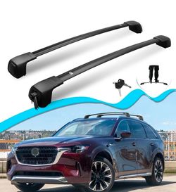 2024-2026 Mazda CX-90 PHEV Roof Rack Cross Bars Hidden Lock Steel Black Set of 2