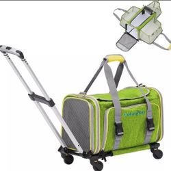 XKISS Pet Rolling Carrier Cat Carrier Airline Approved Pet Carrier for Small Dog