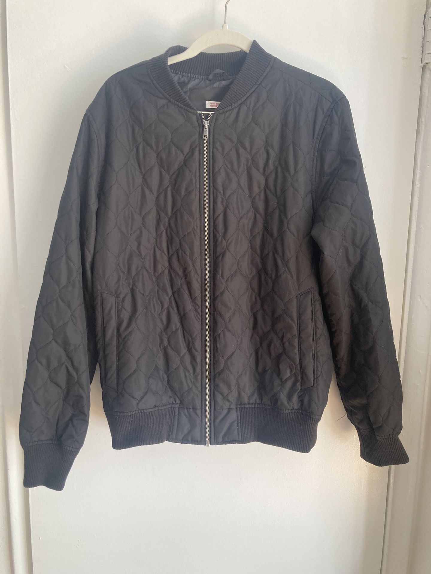 Black Quilted Bomber Jacket