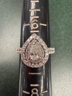 Pear Cut Diamond Double Halo Engagement Ring
