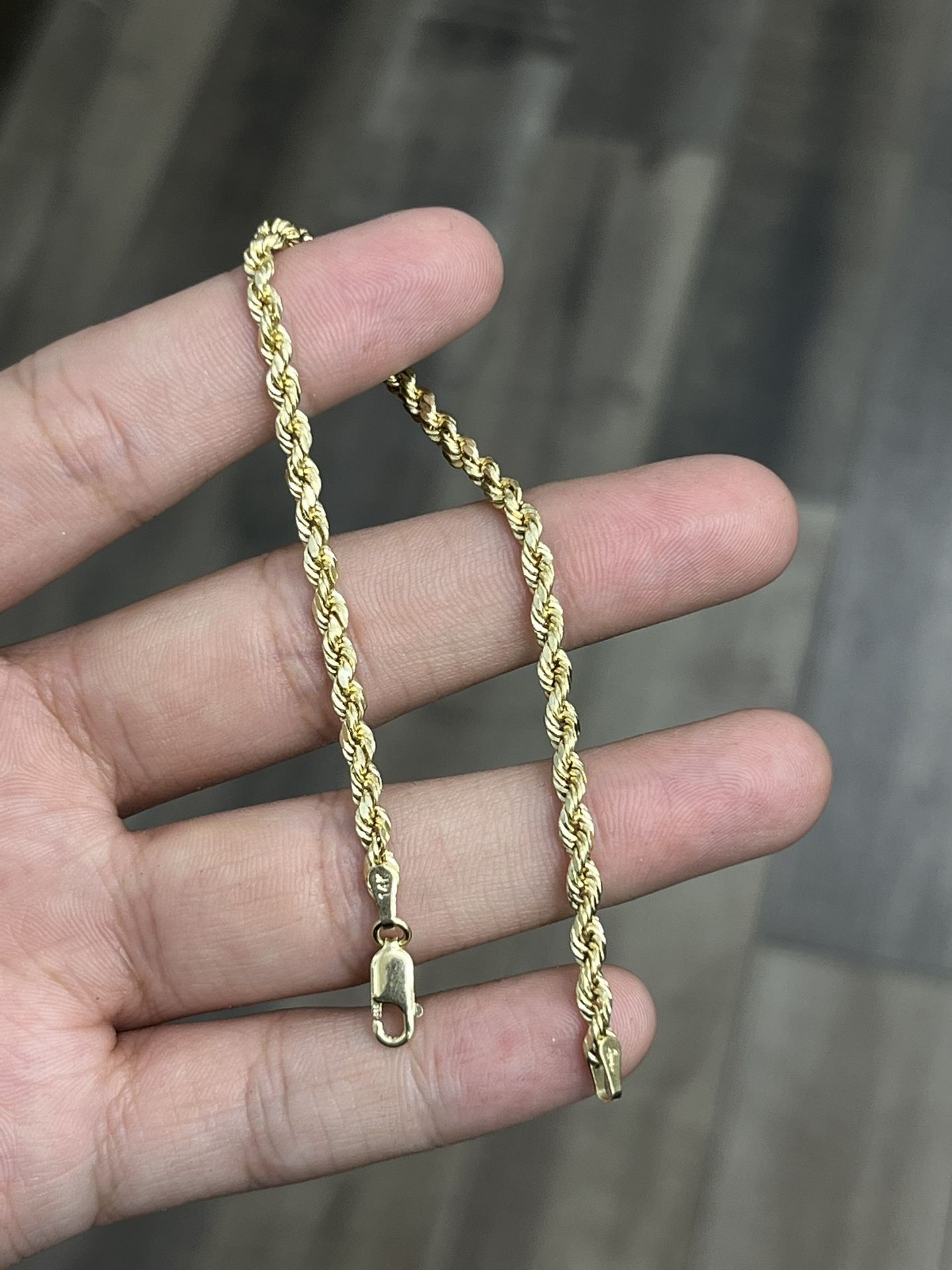 14k Gold Rope Chain Bracelet