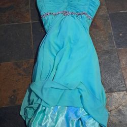 Small Strapless Womens Turquoise Dress Gown