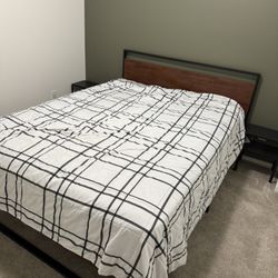 Queen Bed Frame & Side Table