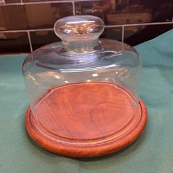 Vintage Cheese Server With Glass Cloche 