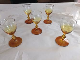 Vintage Libbey Georgian Port Wine Glasses "Forever Amber "
