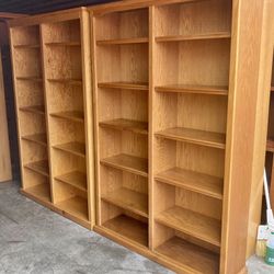 Pair of Oak Bookcases Storage Display Shelving