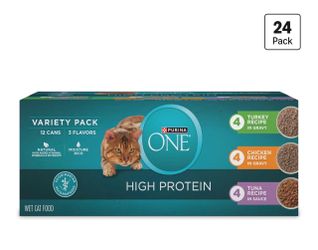 Purina ONE High Protein Cat Food Variety Pack, 24 Count 3 oz Cans
