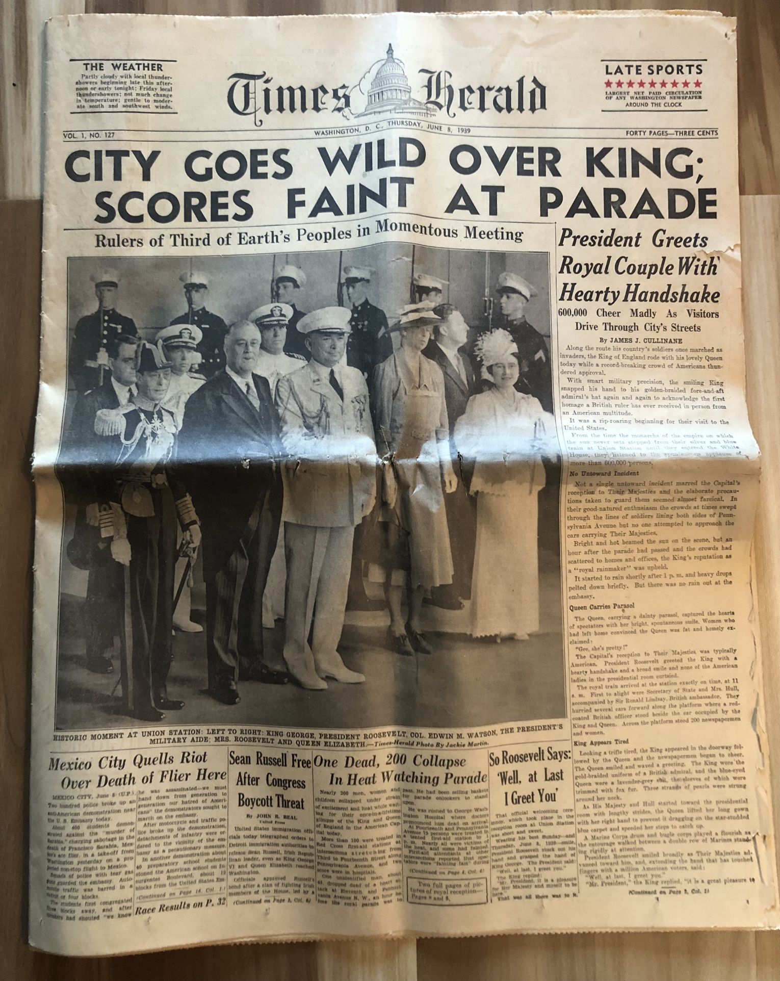 Antique Washington Times Herald June 8,1939 Newspaper-GC-Great Ads-Comics-Stories