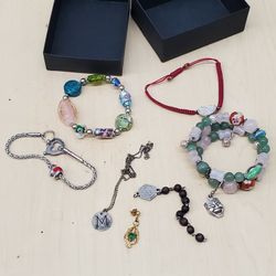 7 Piece Jewelry BUNDLE INCLUDES Two .925 Silver Pieces 1 Pandora & 2 Glass Blown Bracelets