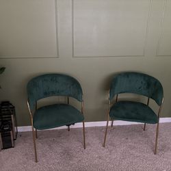 Green Chairs and Velvet Curtains