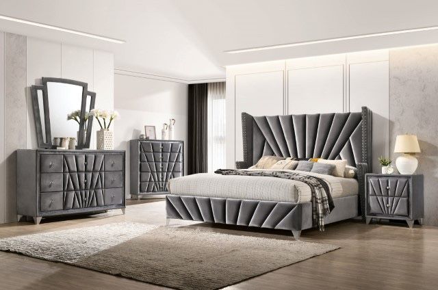 Brand New Elephant Upholstered Queen Bedroom Set