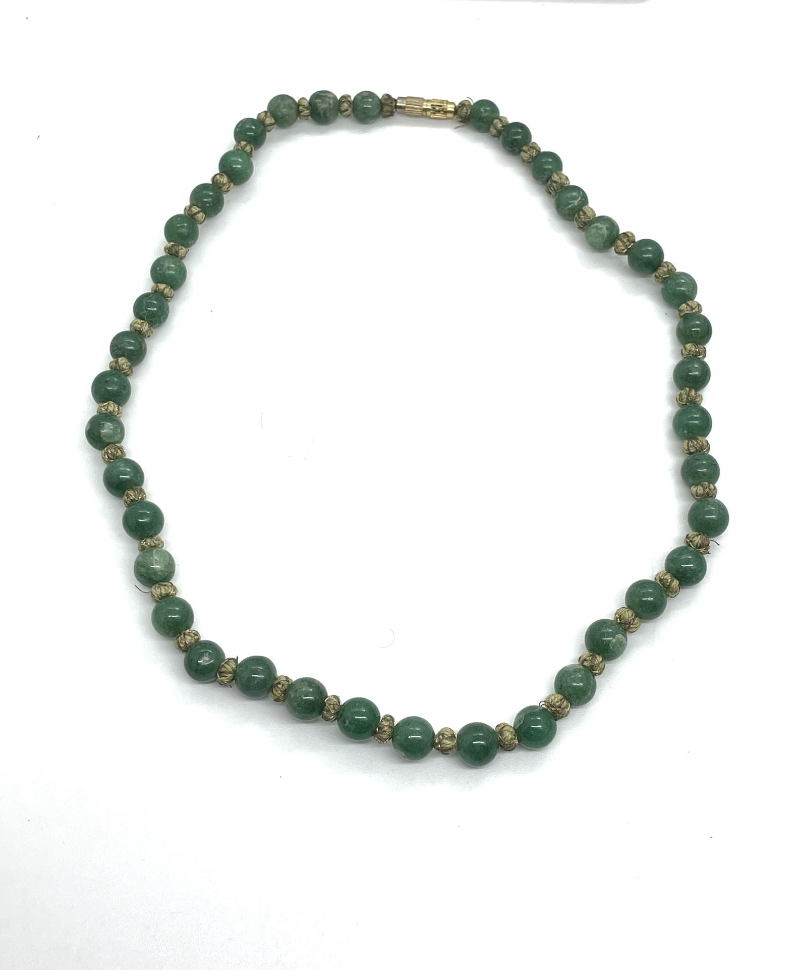 Vintage Knotted Jade Necklace 19”