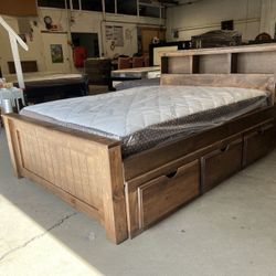 Queen Bed W Drawers And Mattress MANY COLORS