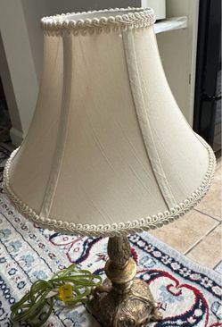 Vintage Table Lamp with Cream Fabric Shade