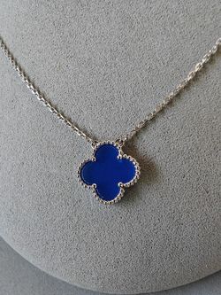 VCA Clover Blue Stone Necklace 