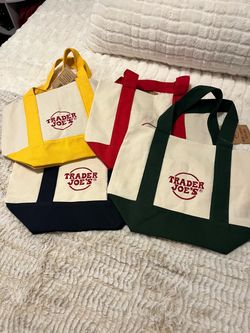 Trader Joe's Mini Canvas Tote Bags Set of 4