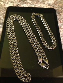 White Gold Plated 24" 10MM Miami Cuban Link Chain & Bracelet SET