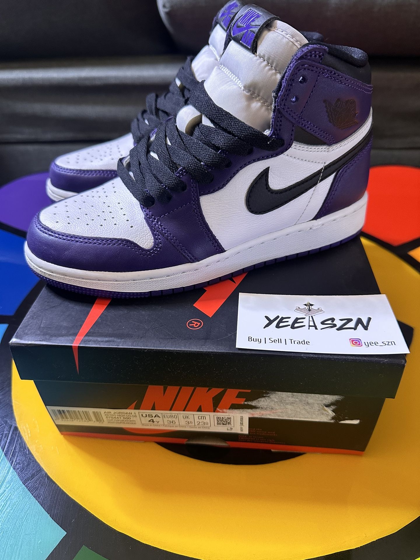 Nike Air Jordan 1 Court Purple Size 4Y Worn Once