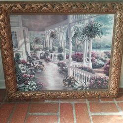 Original Oil Painting By Renowned Artist Betsy Brown In  Vintage Leaf Frame  / OBO 
