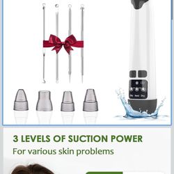 Blackhead Remover Pore Vacuum - Facial Pore Cleaner with 3 Adjustable Suction Levels, 4 Blackhead Removal Tools, Electric Acne Extractor Tool for Wome