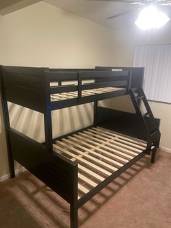 Twin/full bunk bed. Available in espresso & white. Assembly required. Assembly not included. Tax included. Free local delivery. $350 bunk bed only. $5