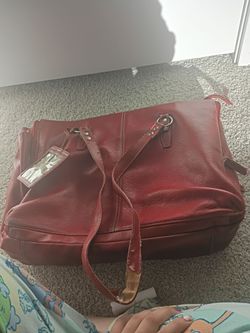 Large Red Leather Tote Bag