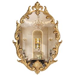 Like new Fitous Oval Gold Baroque French Vintage Wall Mirror, 24"x16" Antique Vanity Ornate Decorative Mirror with Metal Frame, Carved Pattern for Liv