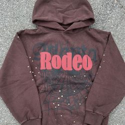 Brown and red Rodeo Atlanta sp5der hoodie 